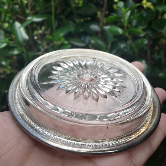 Glass Silver Plated Coasters Vintage Coaster Set Crystal Starburst New in Box - Picture 9 of 16